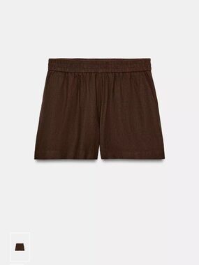 Zara Brown Elastic-Waist Shorts